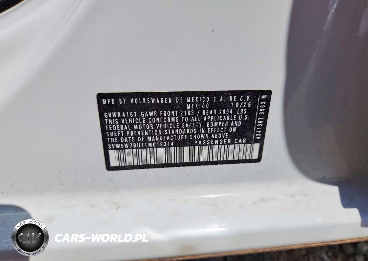 2026 Volkswagen Jetta S VIN:3VW5W7BU1TM019314 - 12