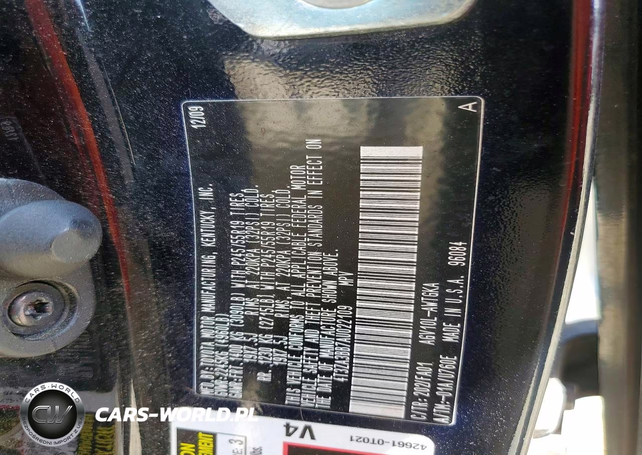2010 Toyota Venza Fwd 4Cyl VIN:4T3ZA3BB7AU022109 - 12
