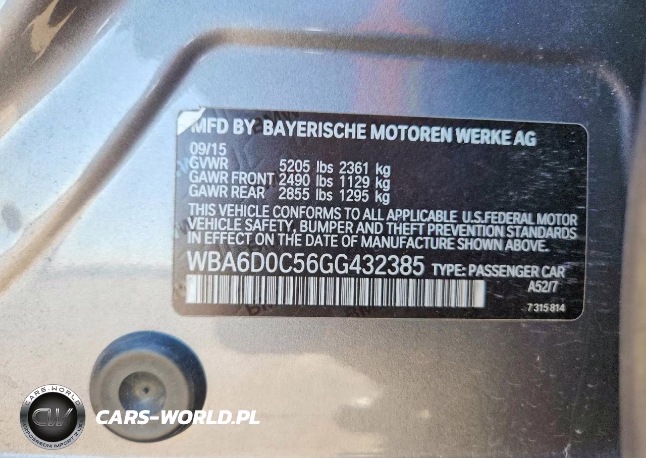 2016 BMW 640 I Gran Coupe VIN:WBA6D0C56GG432385 - 12