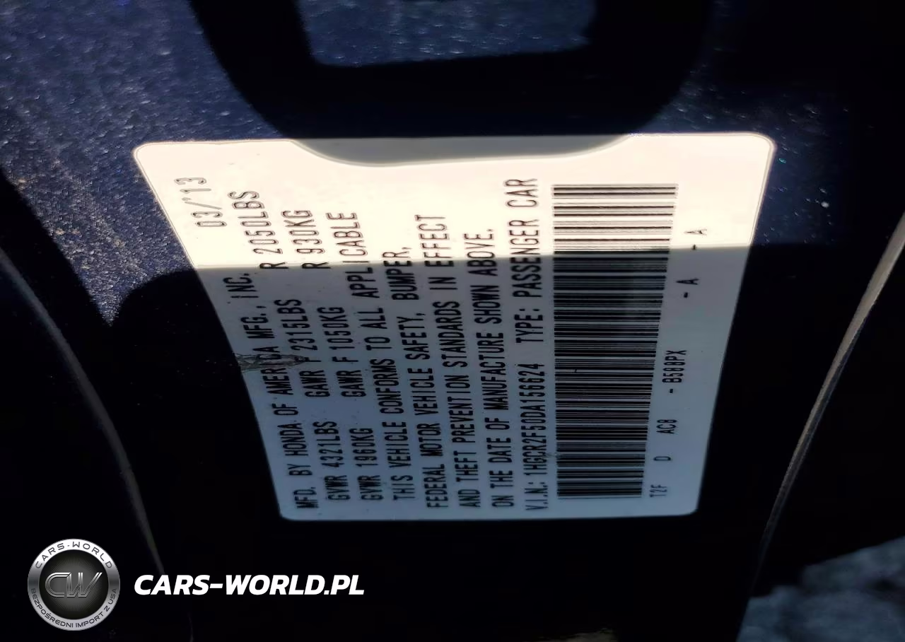 2013 Honda Accord Sport VIN:1HGCR2F50DA156624 - 12