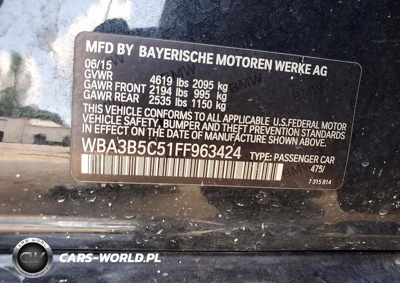 2015 BMW 328 Xi Sulev VIN:WBA3B5C51FF963424 - 12