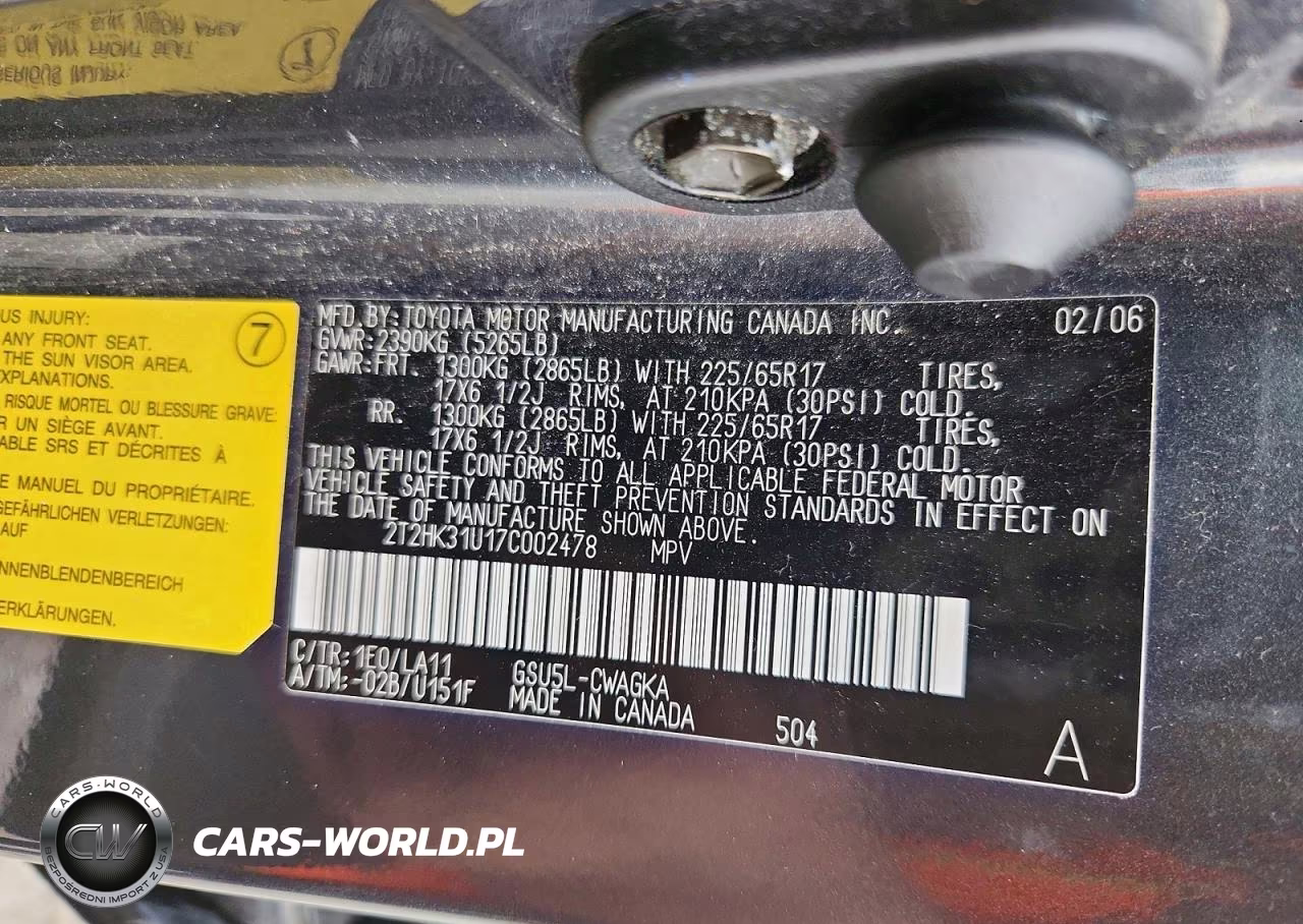 2007 Lexus Rx 350 VIN:2T2HK31U17C002478 - 13
