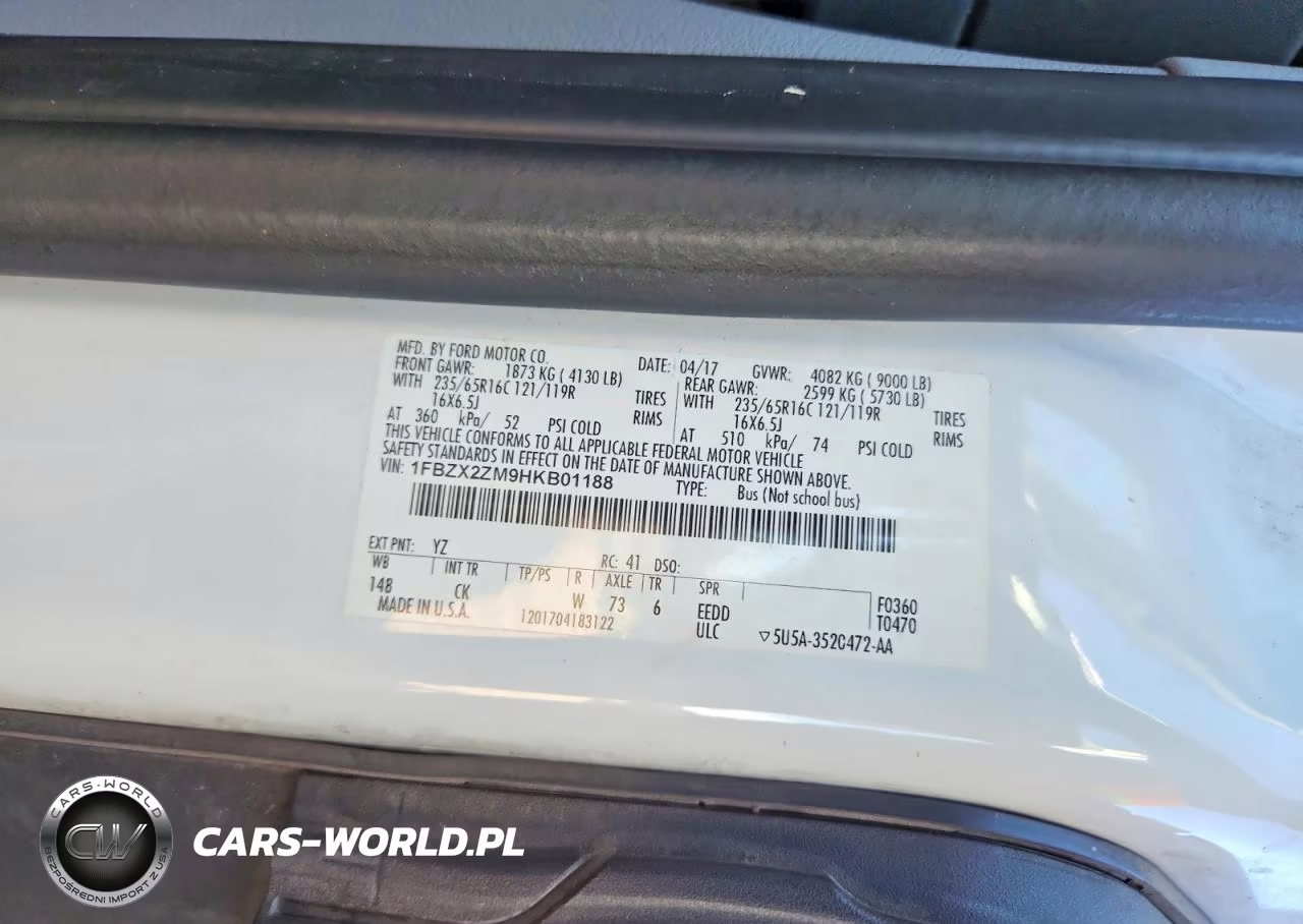 2017 Ford Transit T-350 VIN:1FBZX2ZM9HKB01188 - 13