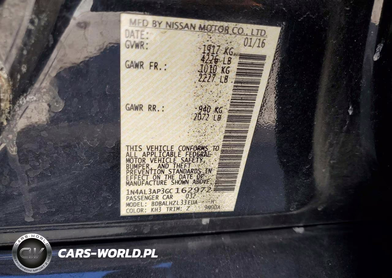 2016 Nissan Altima 2.5 Sr VIN:1N4AL3AP3GC162972 - 12