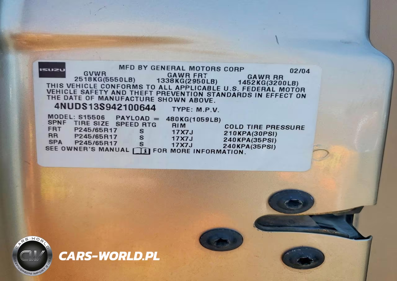 2004 Isuzu Ascender S VIN:4NUDS13S942100644 - 13