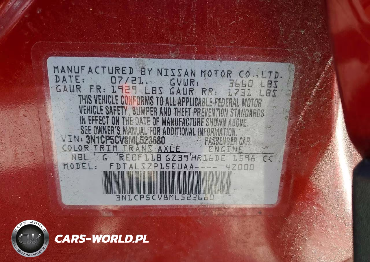 2021 Nissan Kicks Sv VIN:3N1CP5CV8ML523680 - 14