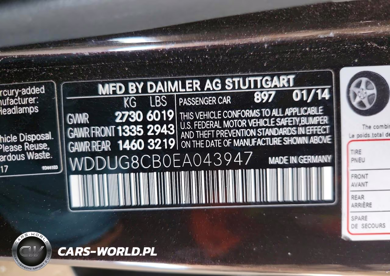 2014 Mercedes-Benz S 550 VIN:WDDUG8CB0EA043947 - 13