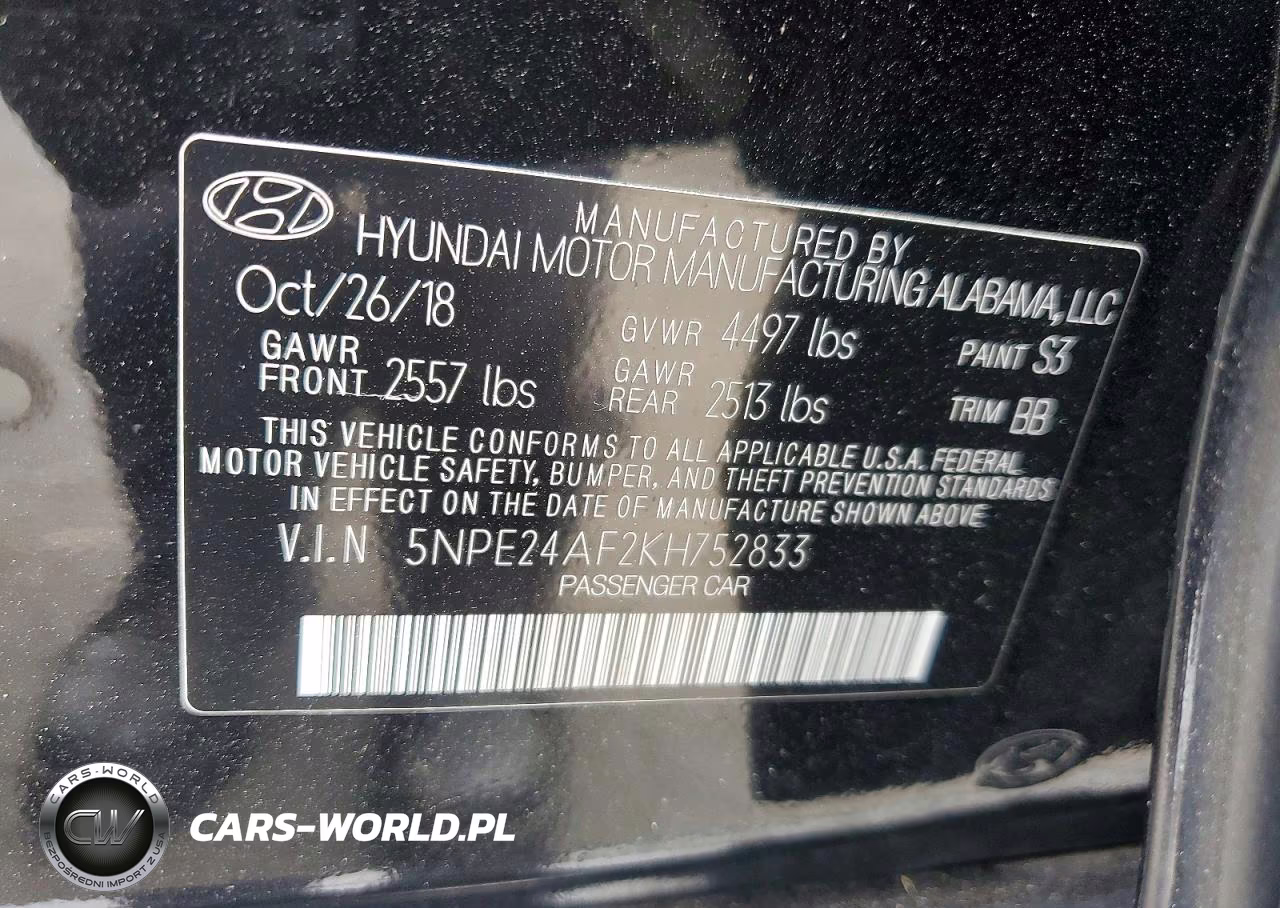 2019 Hyundai Sonata Se VIN:5NPE24AF2KH752833 - 12