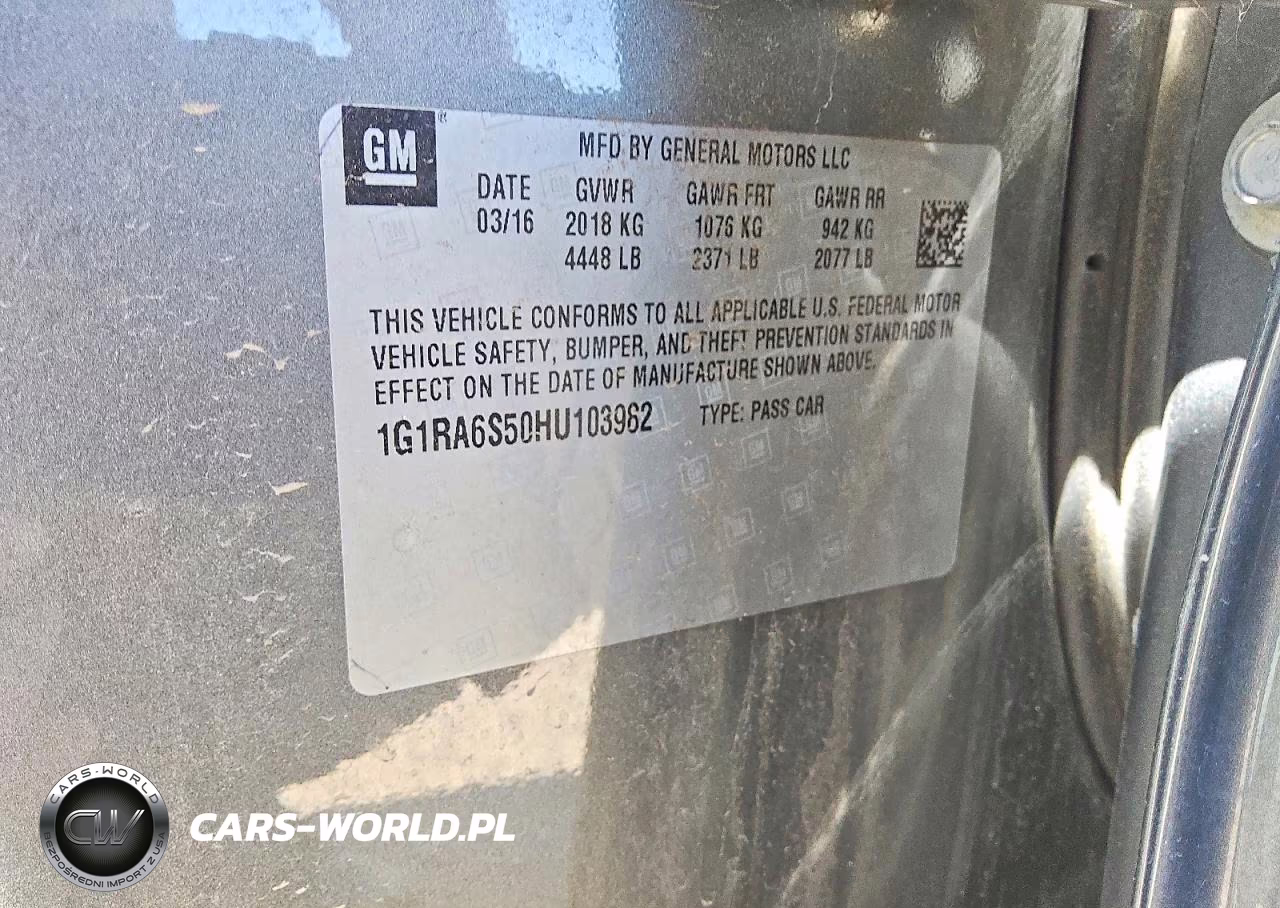 2017 Chevrolet Volt Lt VIN:1G1RA6S50HU103982 - 12