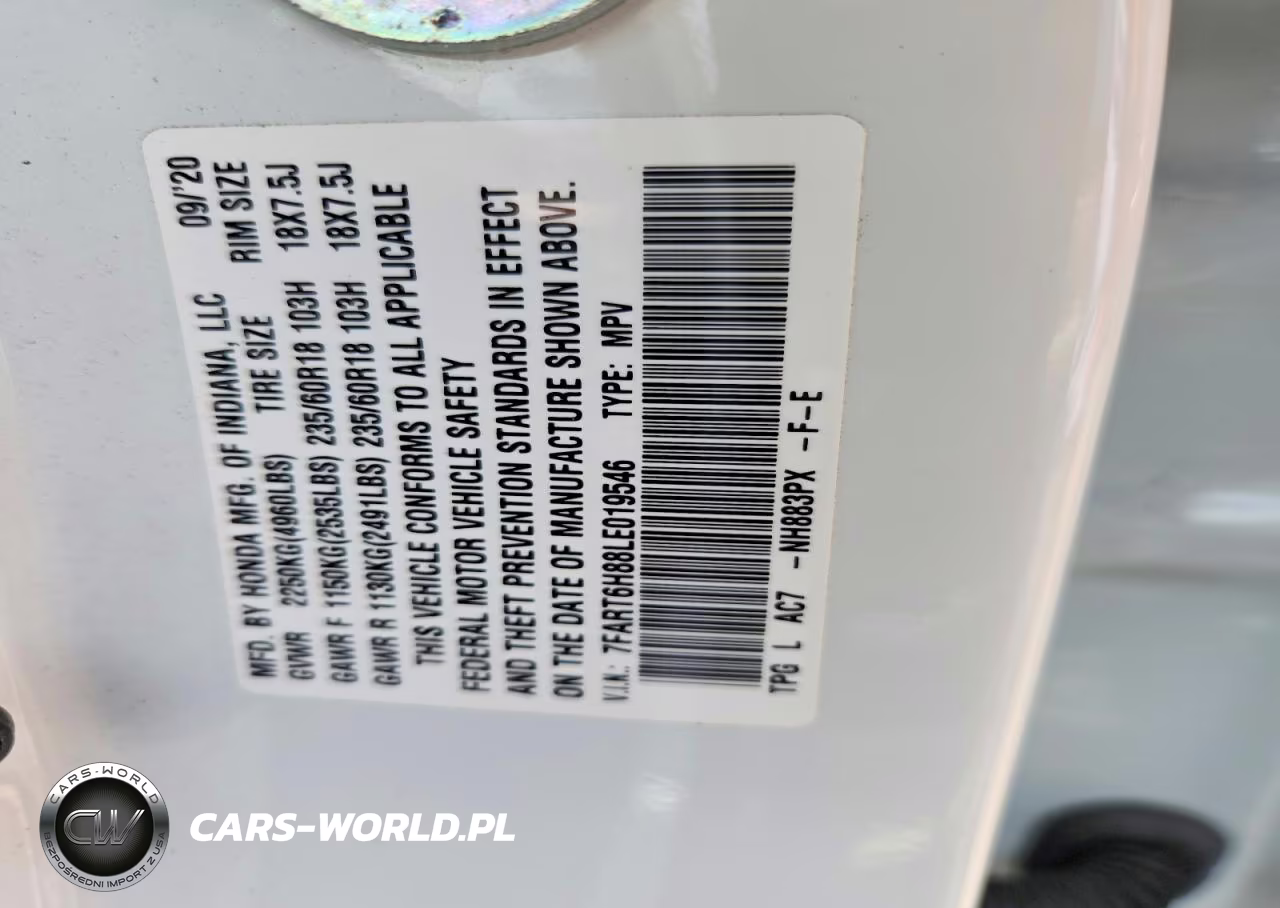 2020 Honda Cr-V VIN:7FART6H88LE019546 - 14