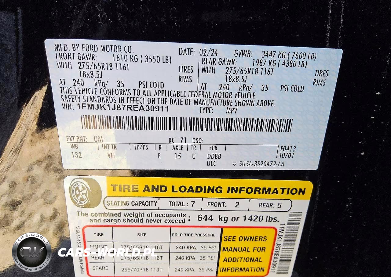 2024 Ford Expedition Max Xlt VIN:1FMJK1J87REA30911 - 13