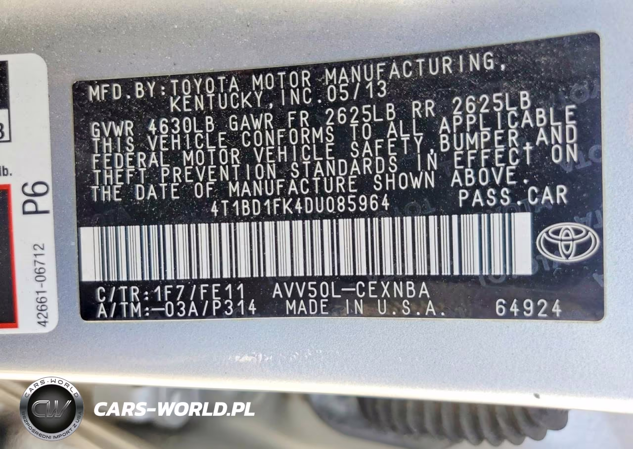 2013 Toyota Camry Hybrid Le VIN:4T1BD1FK4DU085964 - 13