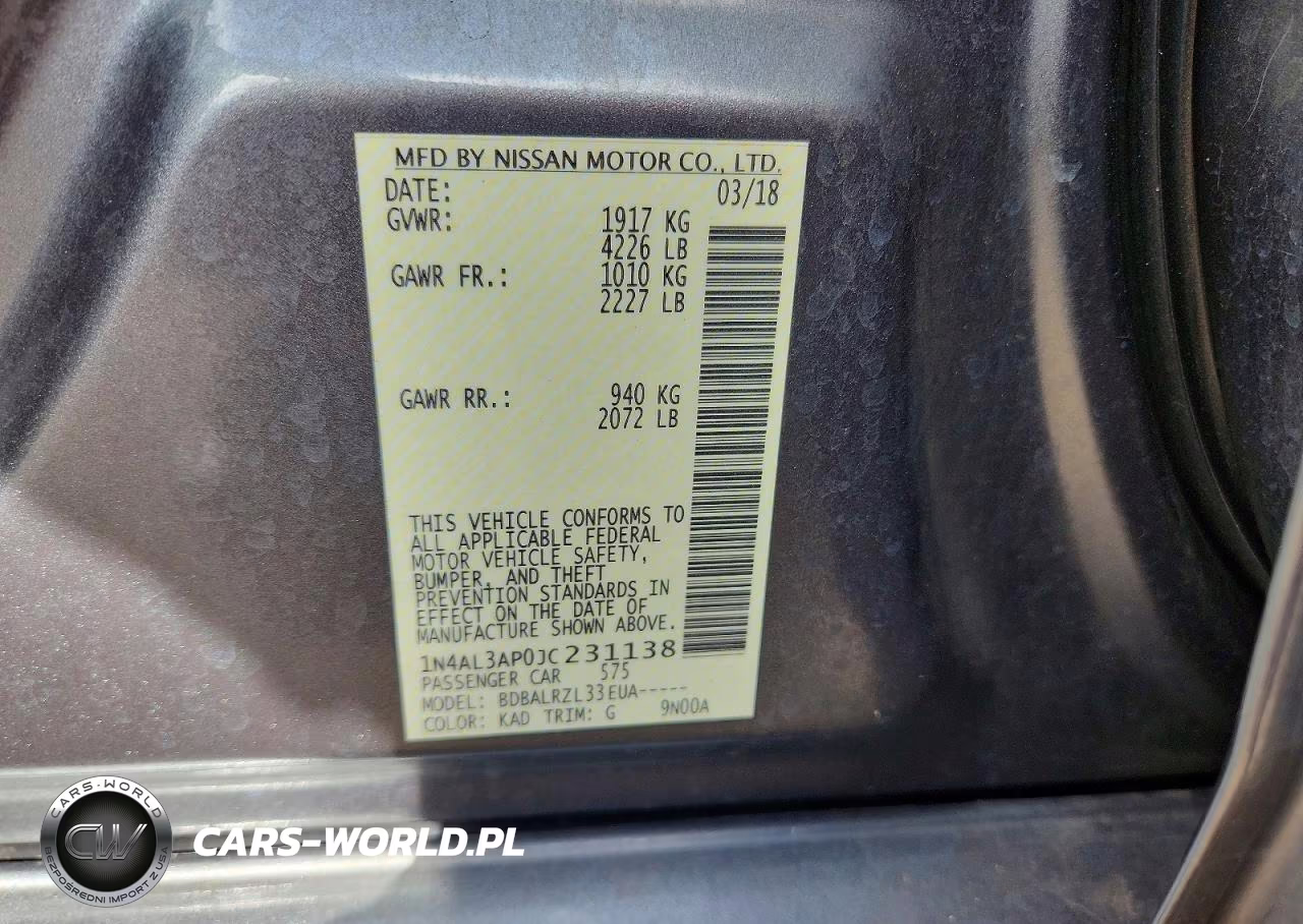 2018 Nissan Altima 2.5 Sl VIN:1N4AL3AP0JC231138 - 12