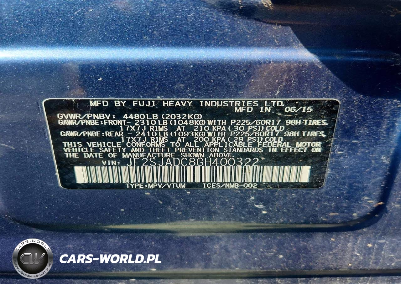 2016 Subaru Forester 2.5I Premium VIN:JF2SJADC8GH400322 - 13
