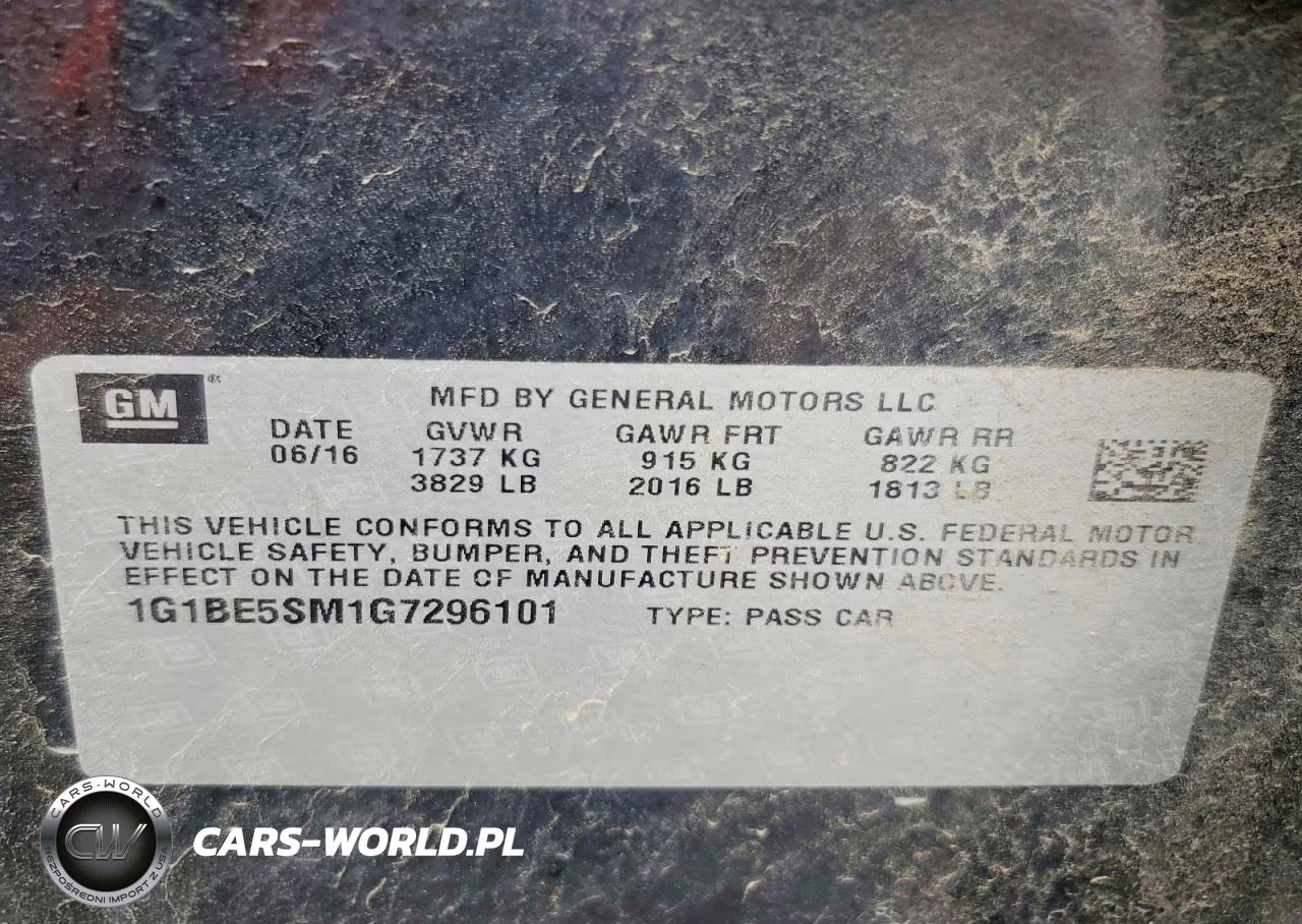 2016 Chevrolet Cruze Lt VIN:1G1BE5SM1G7296101 - 12