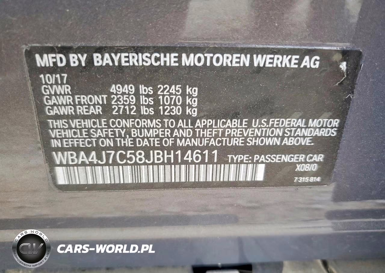 2018 BMW 440Xi Gran Coupe VIN:WBA4J7C58JBH14611 - 12