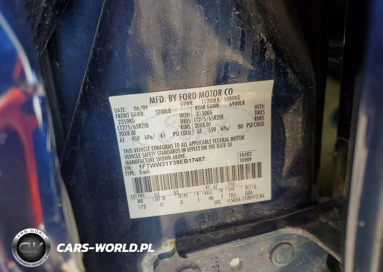 2009 Ford F350 Super Duty VIN:1FTWW31Y39EB17487 - 12