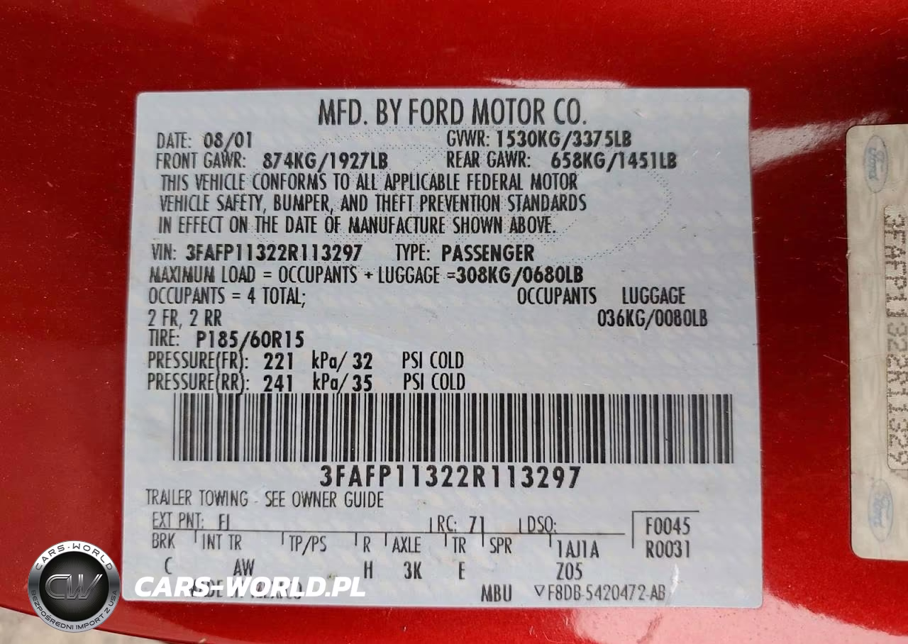 2002 Ford Escort Zx2 VIN:3FAFP11322R113297 - 13
