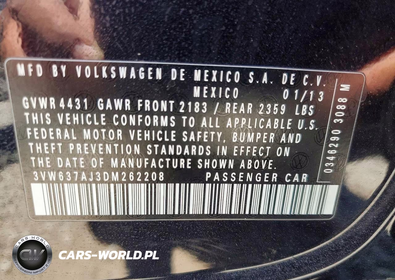 2013 Volkswagon Jetta VIN:3VW637AJ3DM262208 - 12