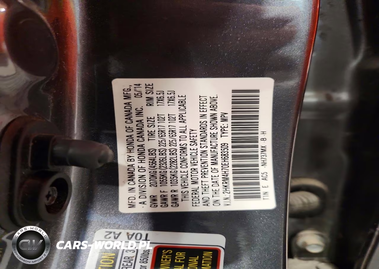 2014 Honda Cr-V Exl VIN:2HKRM4H70EH683509 - 13