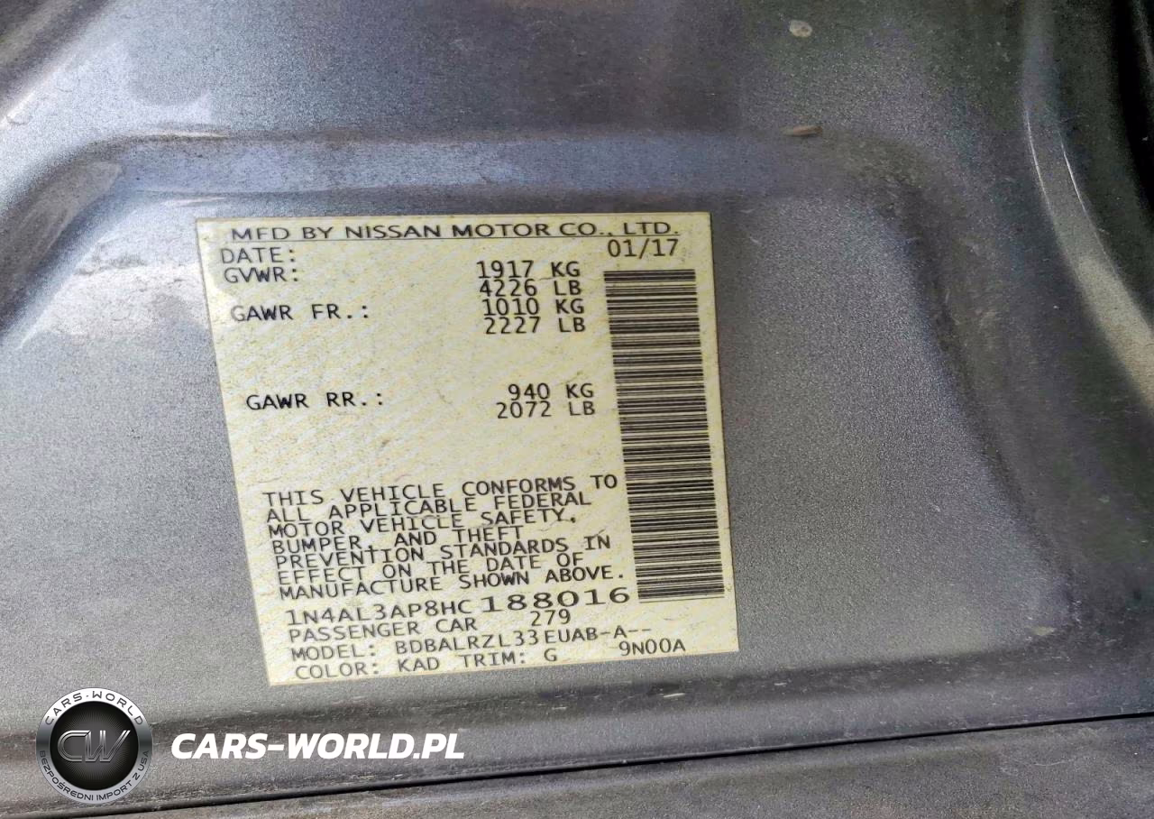 2017 Nissan Altima 2.5 Sl VIN:1N4AL3AP8HC188016 - 12