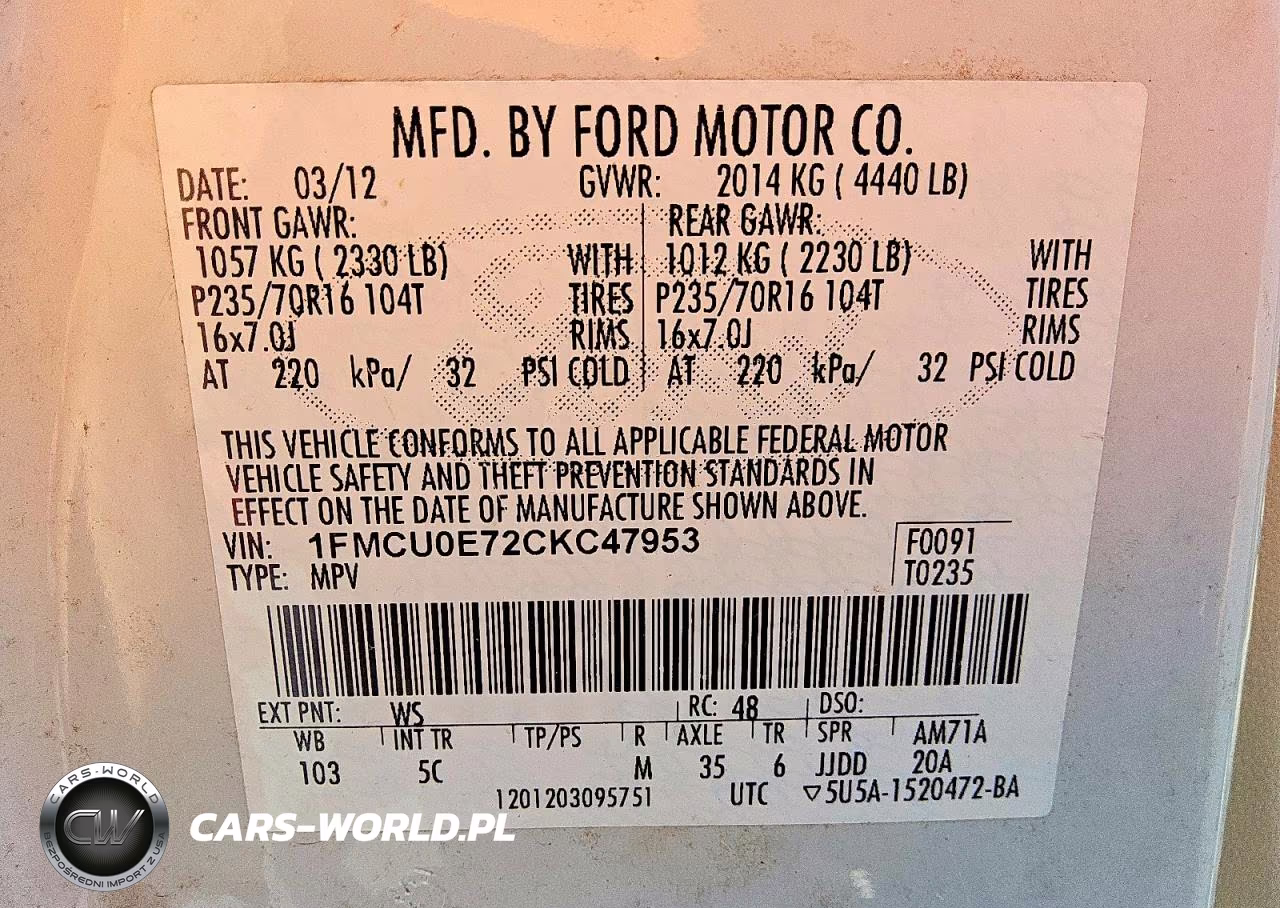 2012 Ford Escape Limited VIN:1FMCU0E72CKC47953 - 13