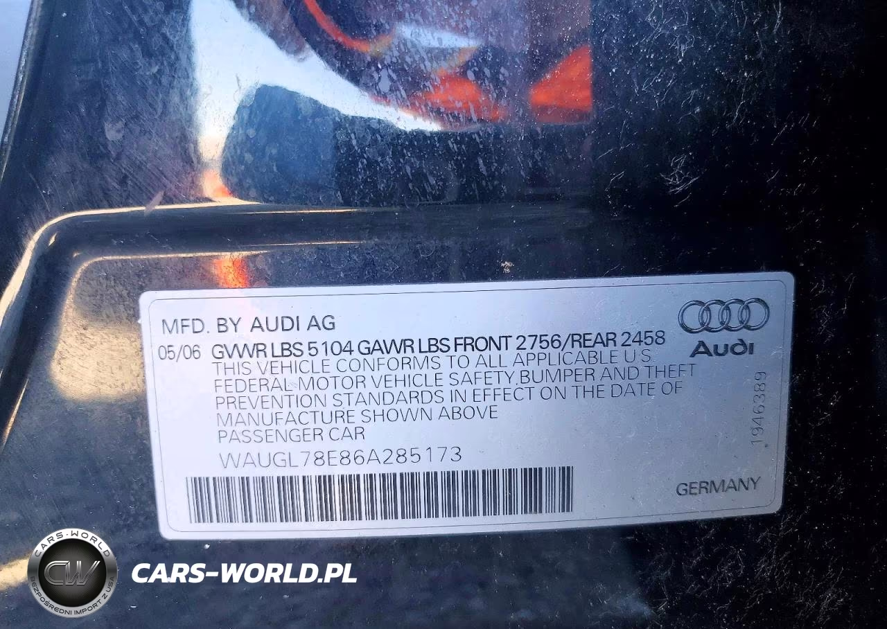 2006 Audi S4 Quattro VIN:WAUGL78E86A285173 - 12