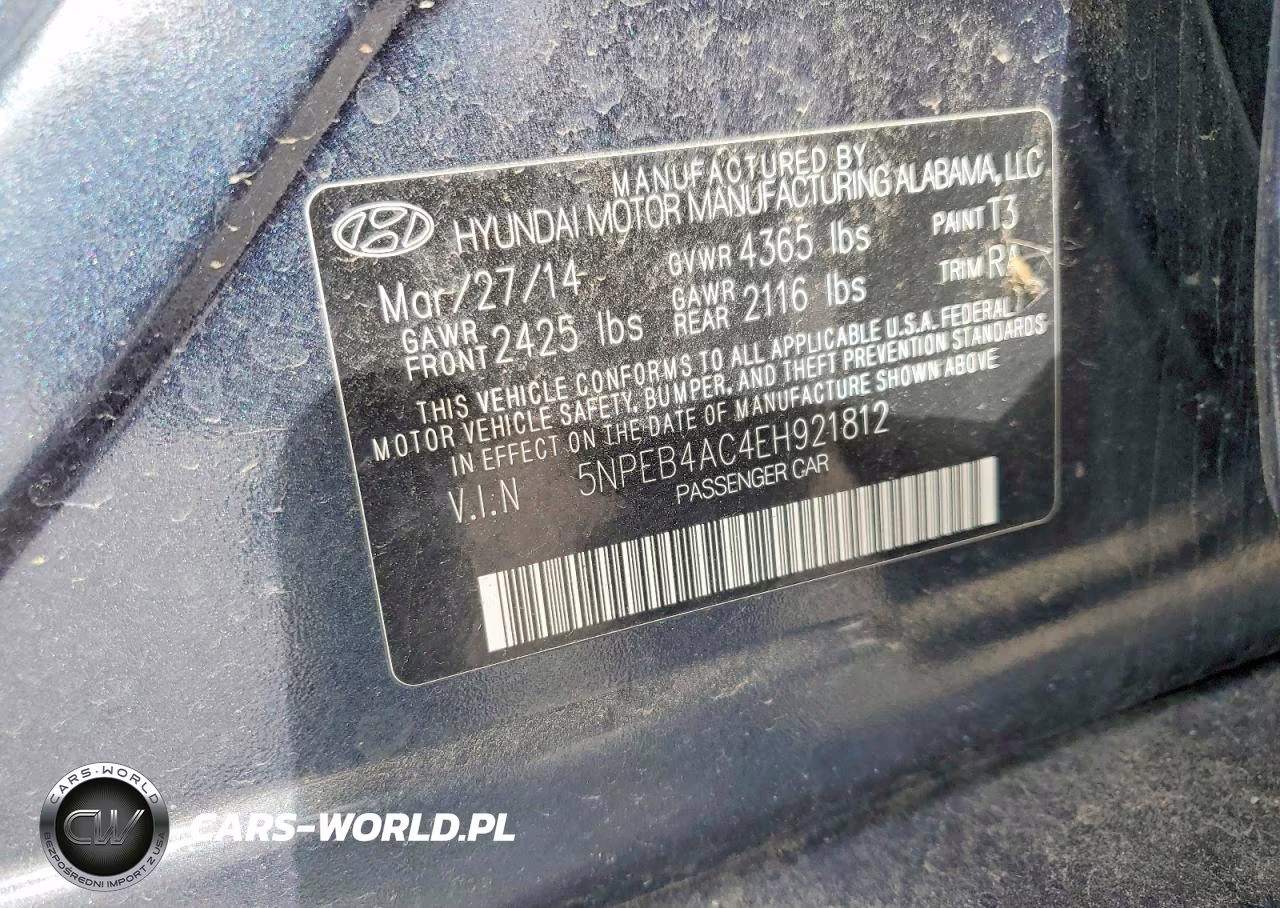 2014 Hyundai Sonata Gls VIN:5NPEB4AC4EH921812 - 13