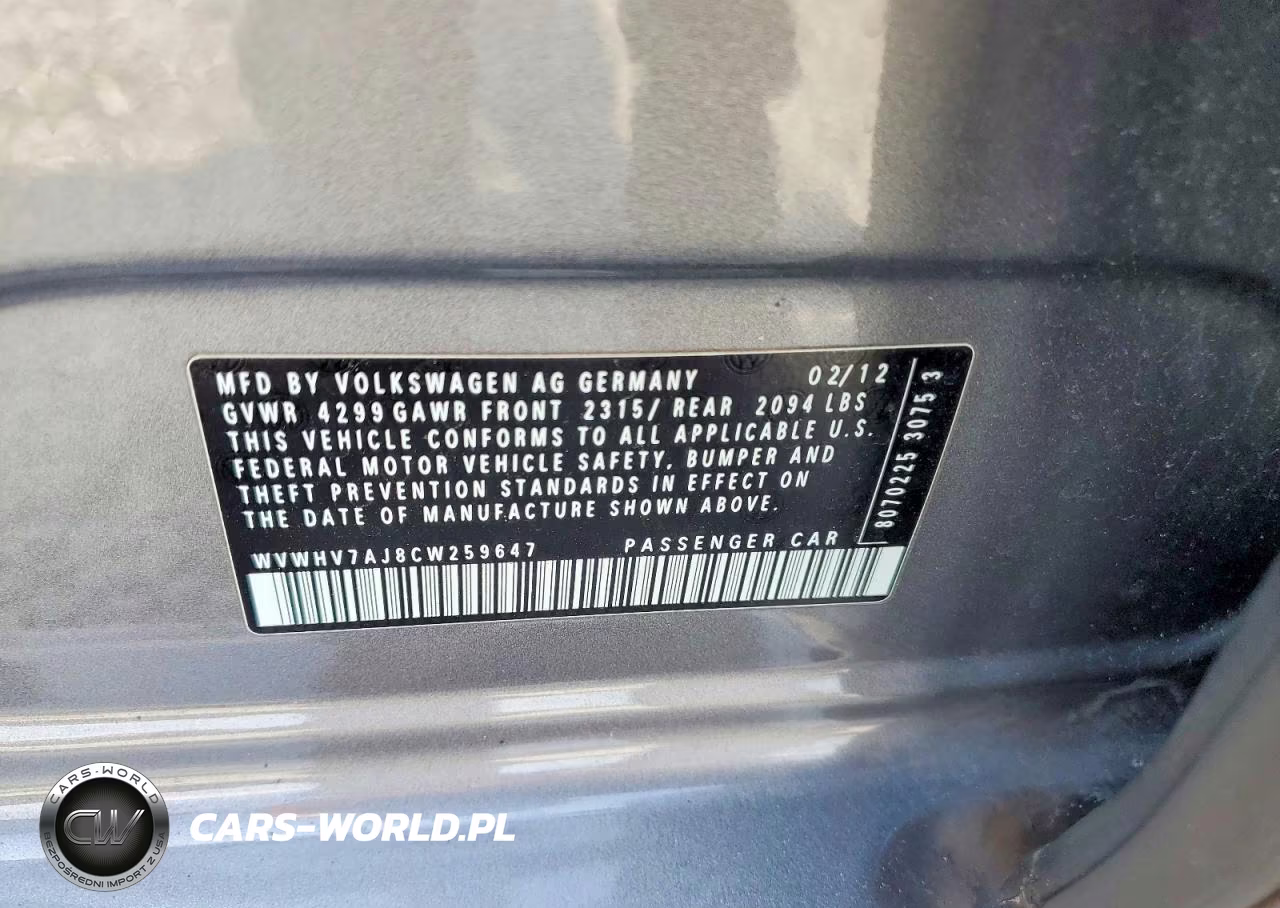 2012 Volkswagen Gti VIN:WVWHV7AJ8CW259647 - 12