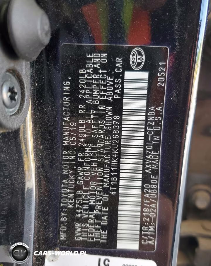 2019 Toyota Camry Le VIN:4T1B11HK4KU268378 - 13