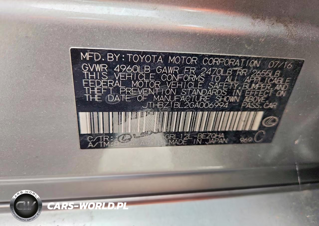 2016 Lexus Gs 350 F Sport VIN:JTHBZ1BL2GA006994 - 12