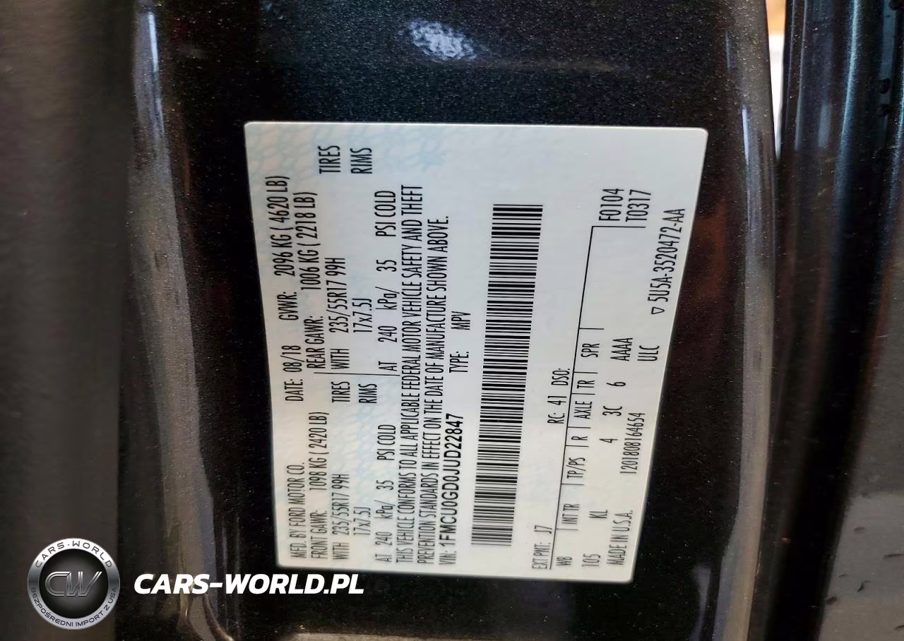 2018 FORD ESCAPE SE VIN:1FMCU0GD0JUD22847 - 13