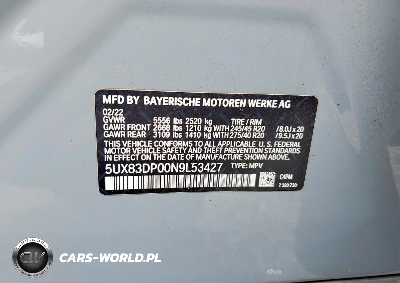 2022 BMW X3 M40I VIN:5UX83DP00N9L53427 - 13