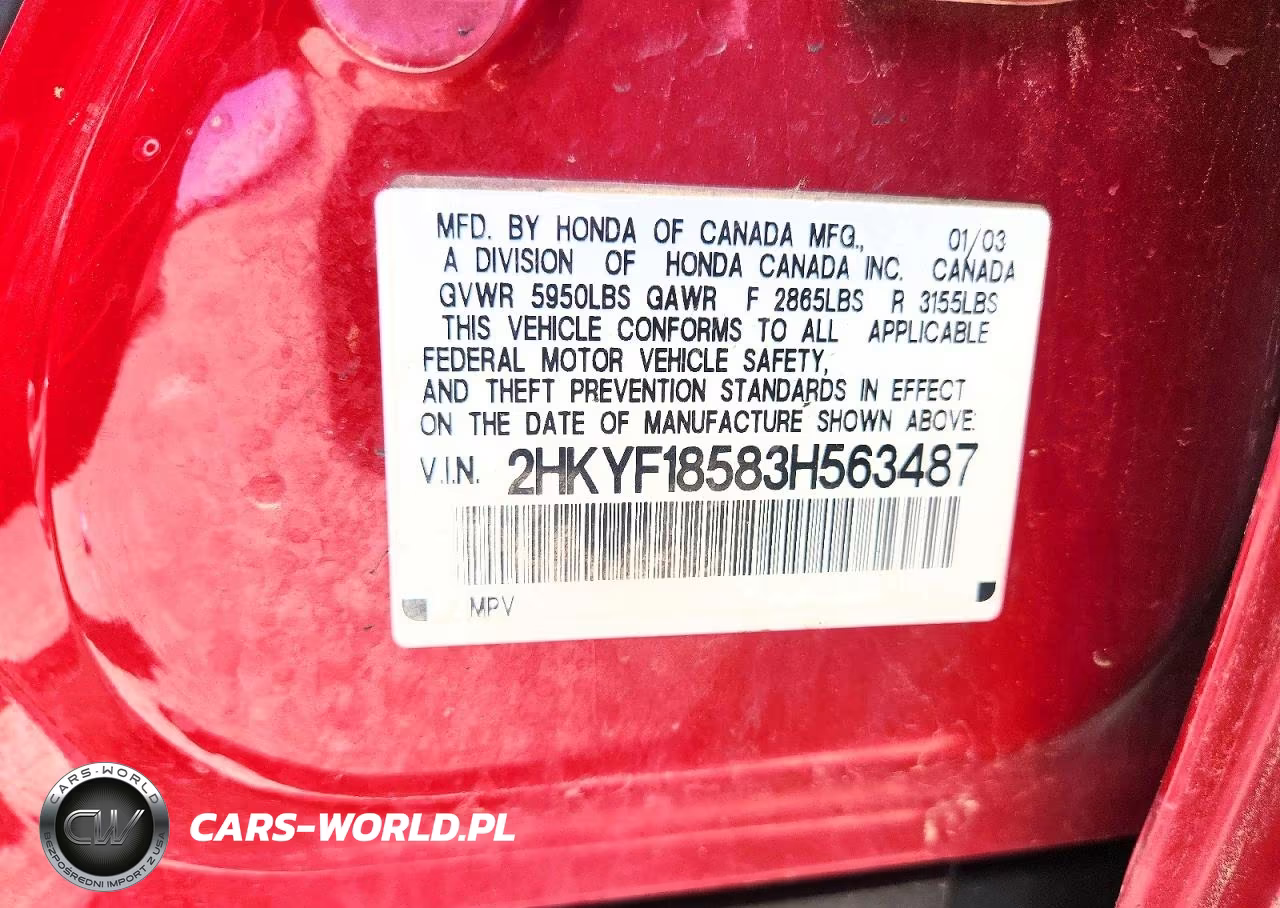 2003 Honda Pilot Exl VIN:2HKYF18583H563487 - 12