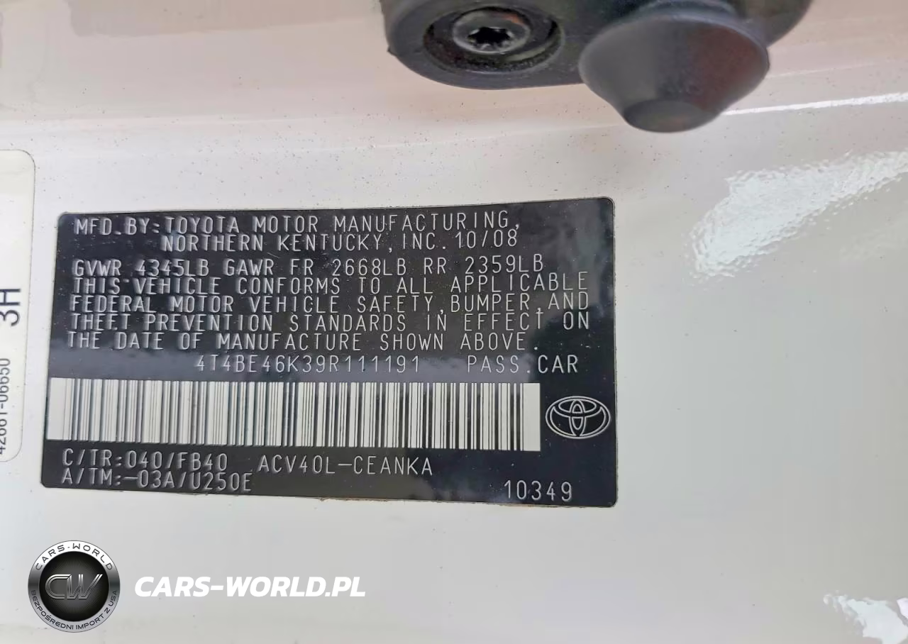 2009 Toyota Camry Le VIN:4T4BE46K39R111191 - 13