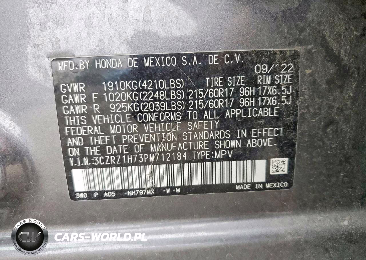 2023 Honda Hr-V Exl VIN:3CZRZ1H73PM712184 - 13