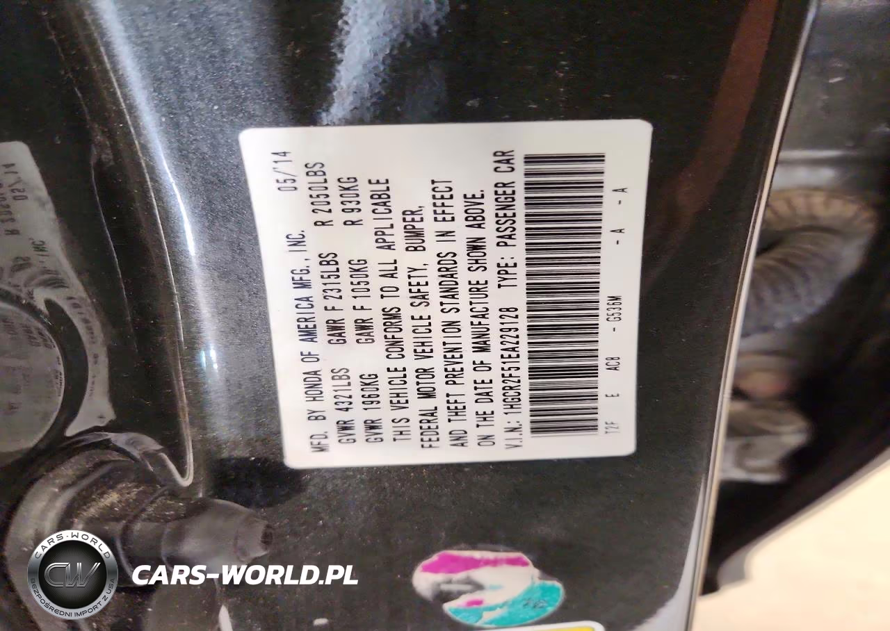 2014 Honda Accord Sport VIN:1HGCR2F51EA229128 - 12