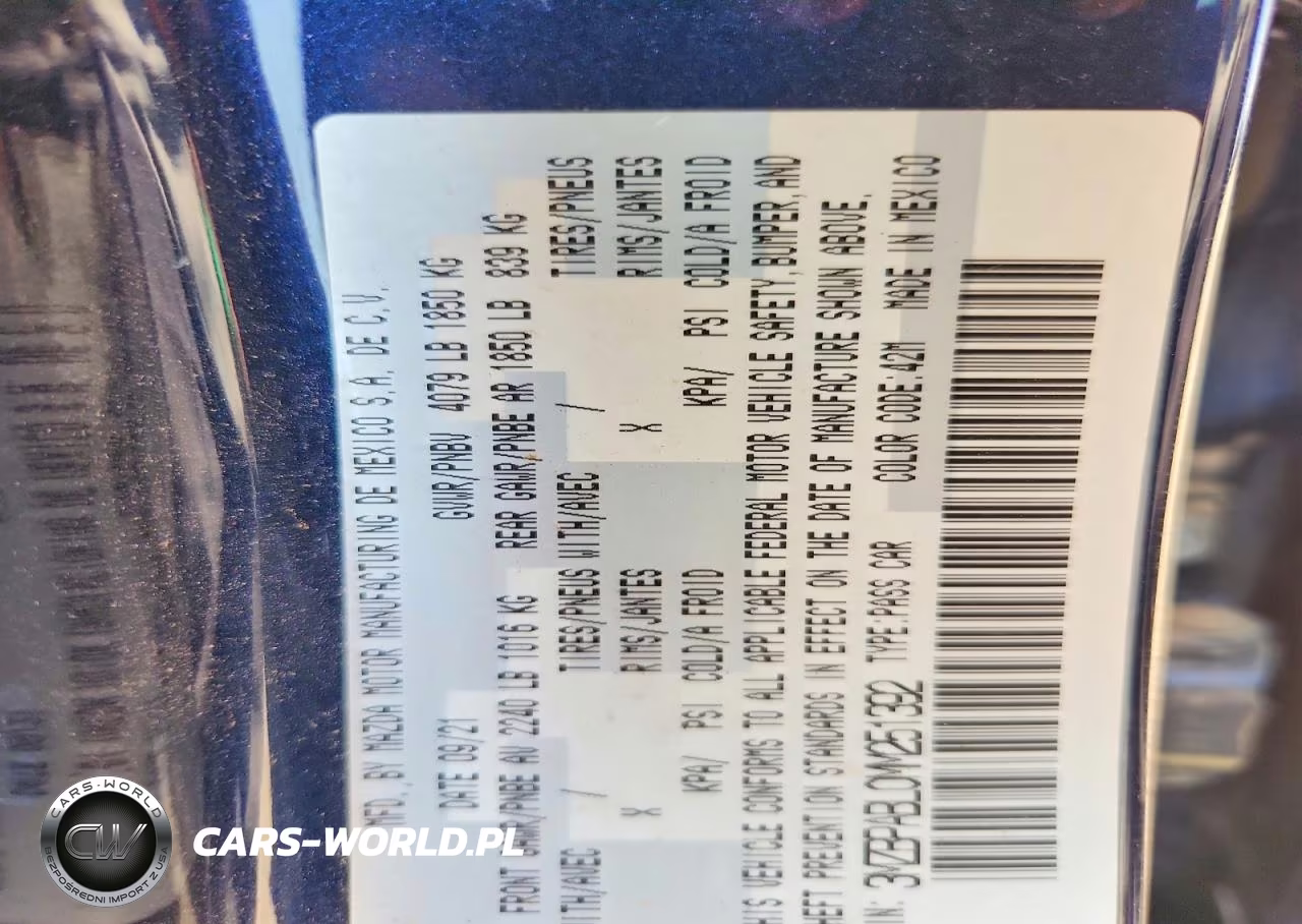 2021 Mazda 3 Select VIN:3MZBPABL0MM251392 - 12