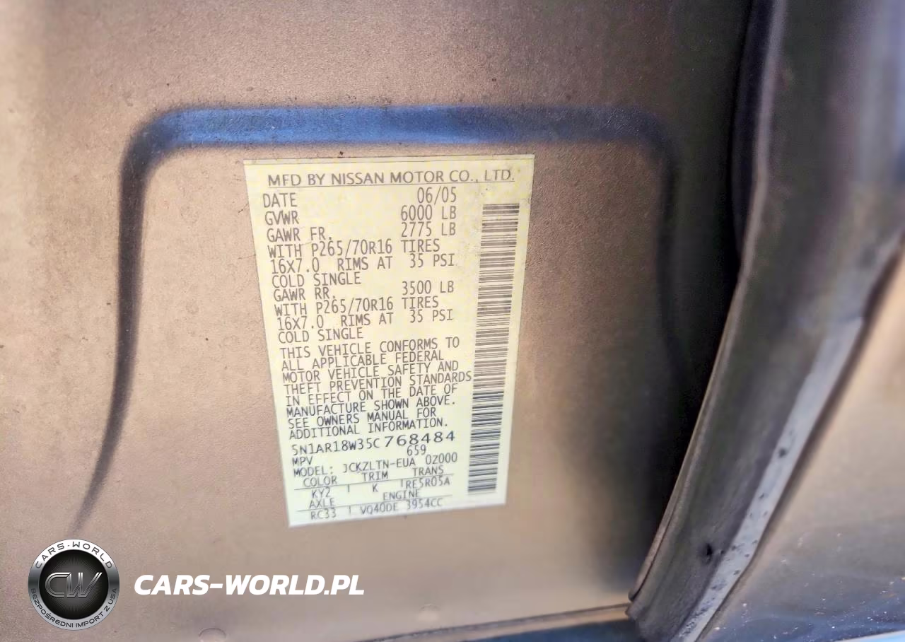 2005 Niss Pathfinder VIN:5N1AR18W35C768484 - 13