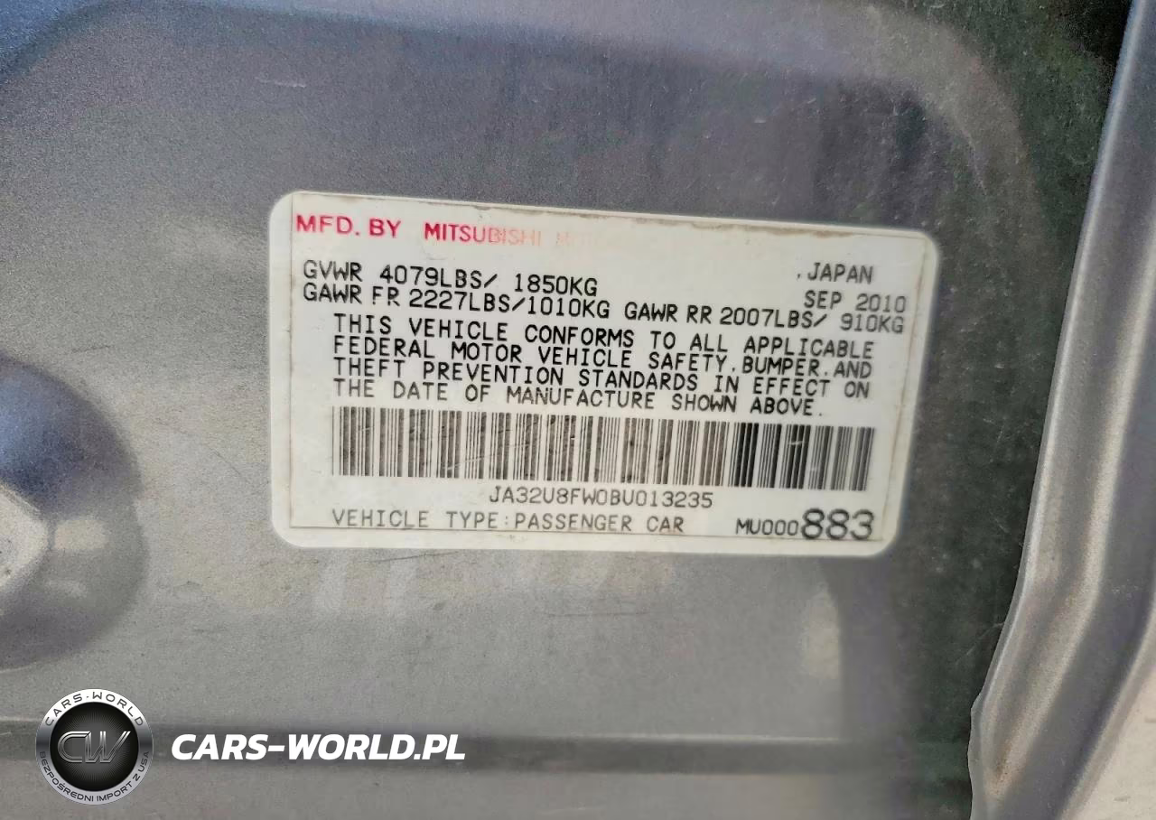 2011 Mitsubishi Lancer Gts VIN:JA32U8FW0BU013235 - 12