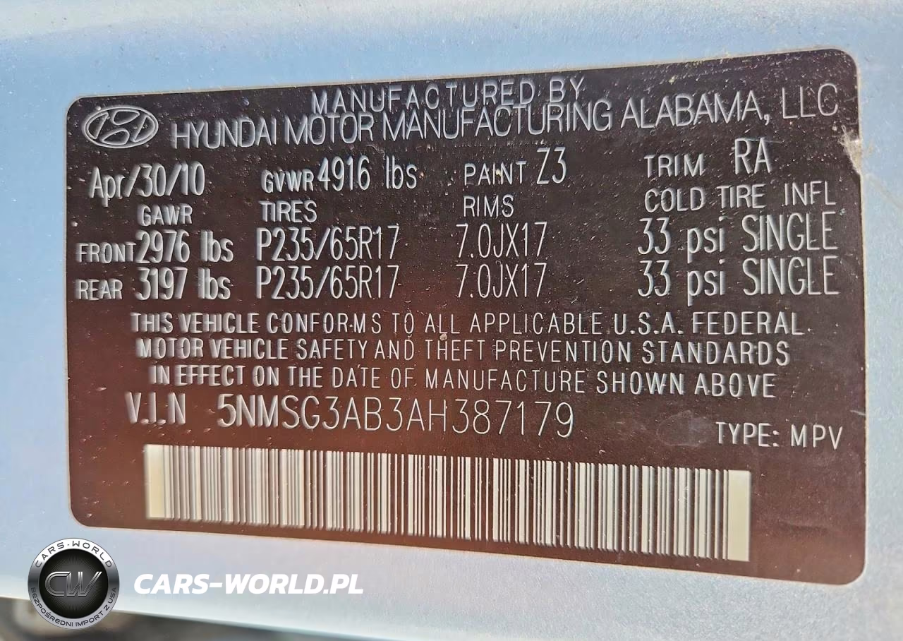2010 Hyundai Santa Fe Gls VIN:5NMSG3AB3AH387179 - 13