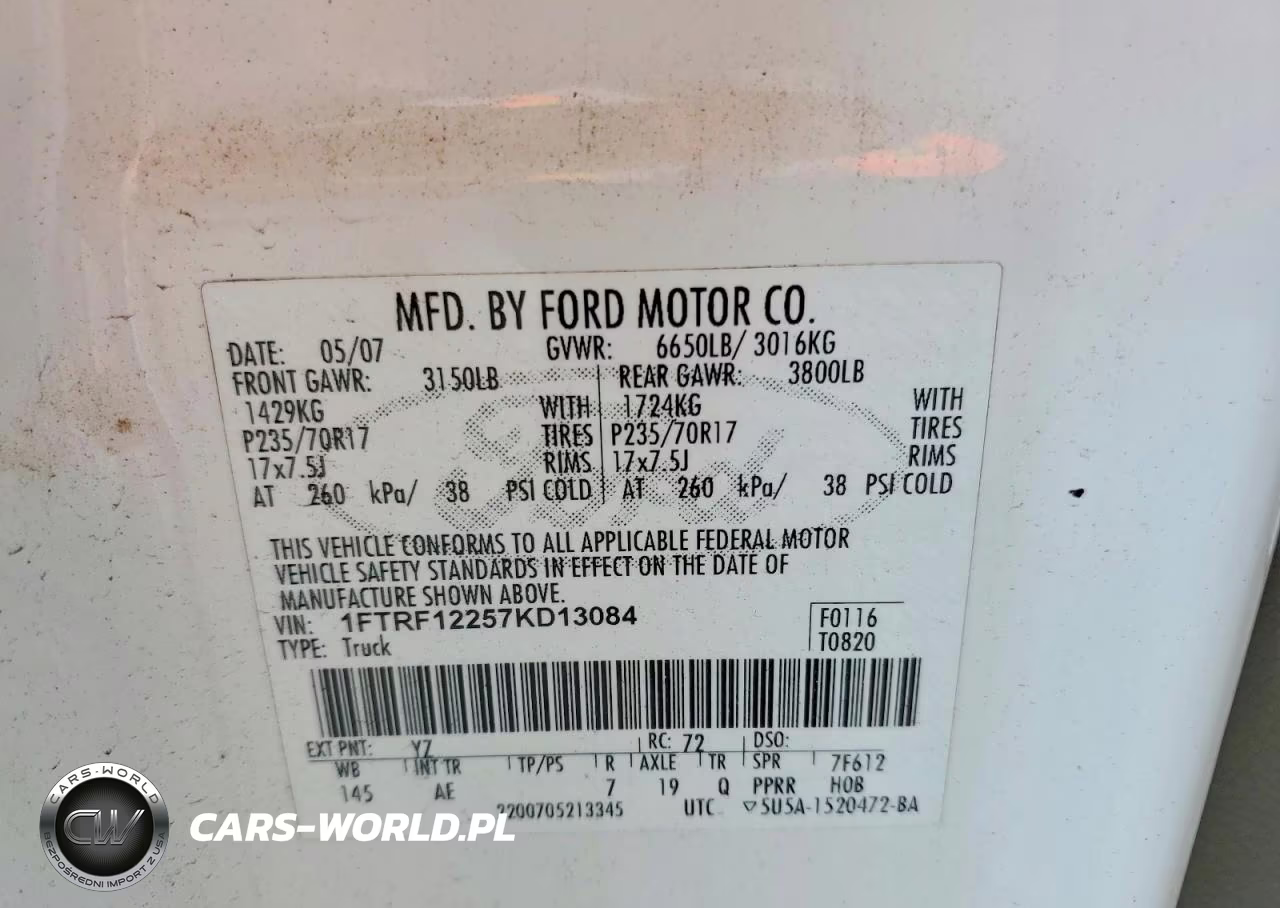 2007 Ford F150 VIN:1FTRF12257KD13084 - 12