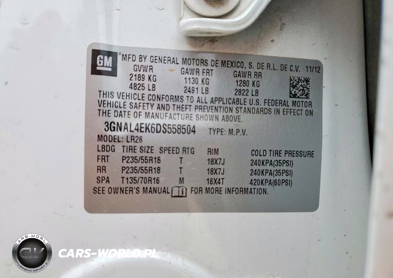 2013 Chevrolet Captiva Ltz VIN:3GNAL4EK6DS558504 - 13