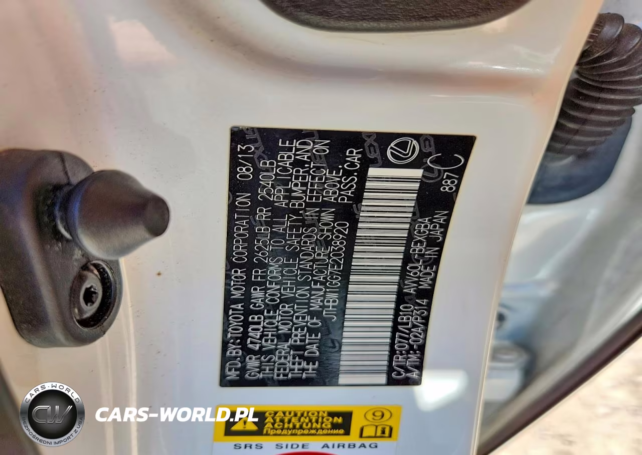 2014 Lexus Es 300H VIN:JTHBW1GG7E2038920 - 12
