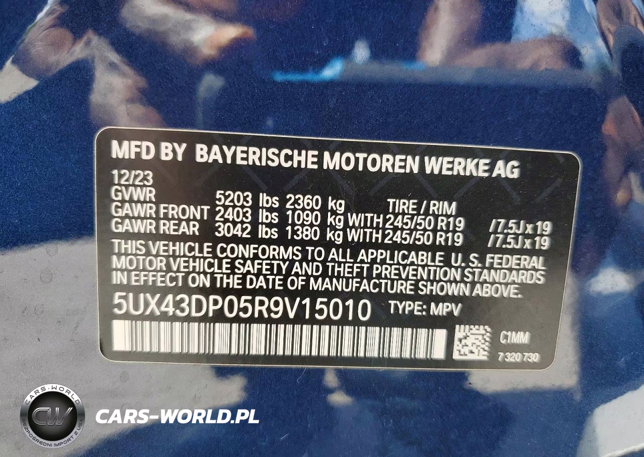 2024 BMW X3 Sdrive30I VIN:5UX43DP05R9V15010 - 13