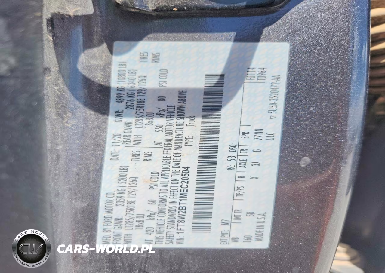2021 Ford F250 Super Duty VIN:1FT8W2BT1MEC20504 - 12