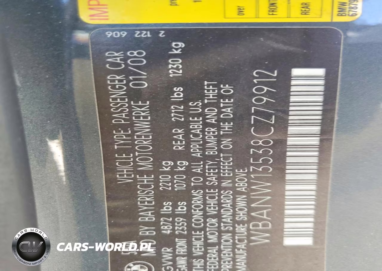 2008 BMW 535 I VIN:WBANW13538CZ79912 - 12