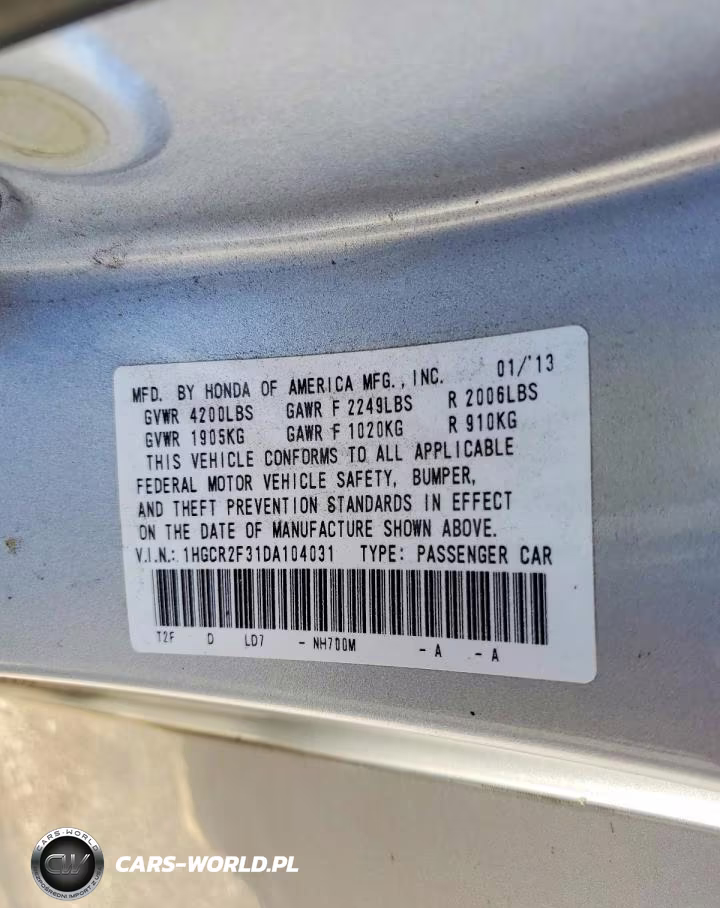 2013 Honda Accord Lx VIN:1HGCR2F31DA104031 - 12