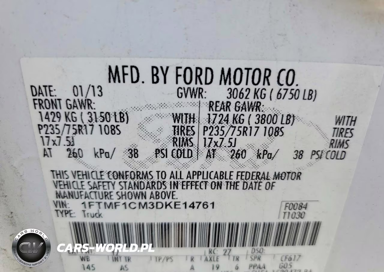 2013 Ford F150 VIN:1FTMF1CM3DKE14761 - 12