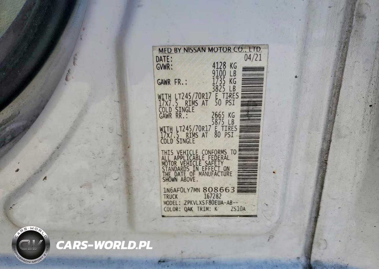 2021 Nissan Nv 2500 Hd Sv VIN:1N6AF0LY7MN808663 - 13
